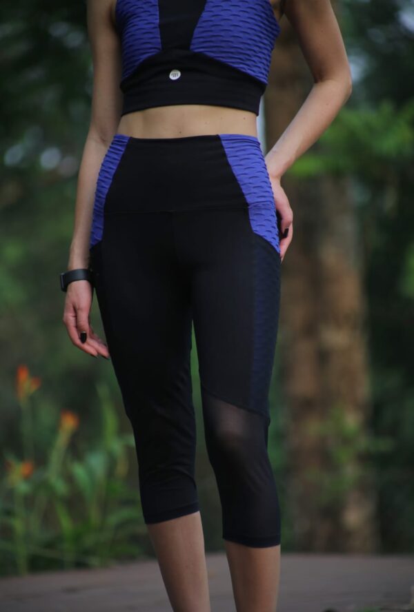 Calza Capri Fine Mesh de alto impacto - Azul